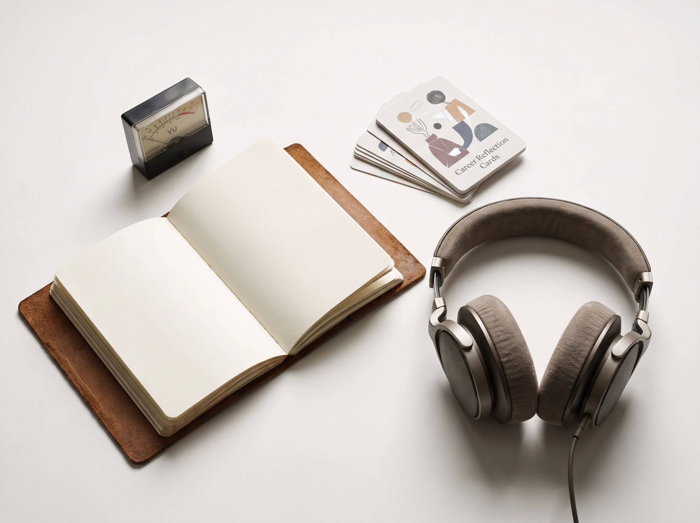 Career folio papers and tabs on a desk